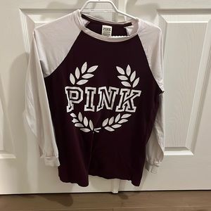 burgundy and white long sleeve